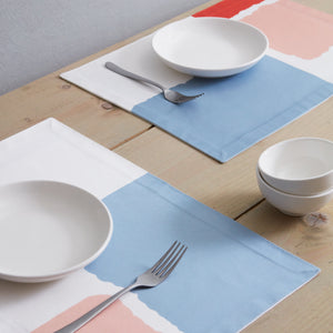 Paul Cotton Placemats Set of 2 Pink Light Blue