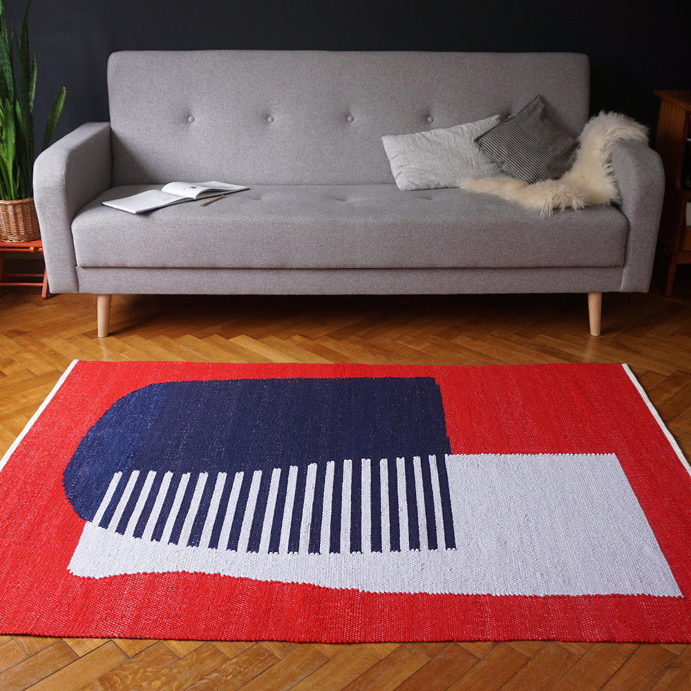 Red Blue White Cotton Rug